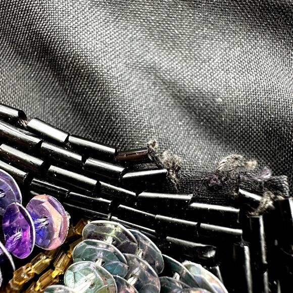 Vintage Stenay Evening Jacket Silk Beaded Sequin 1980's Party Cocktail Black 2X - Picture 5 of 6